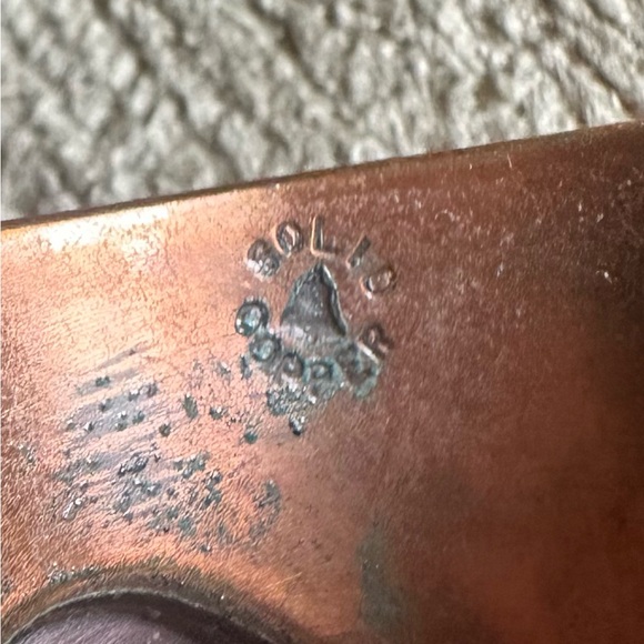 Vintage Mid Century solid Copper and Black wave cuff Bracelet - Picture 5 of 8